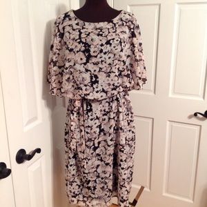 EUC pink black and gray floral dress